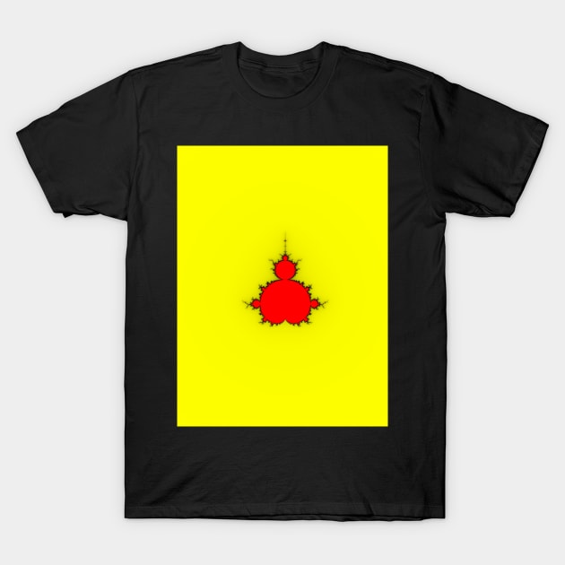 Solid Red with Black on Yellow Mandelbrot T-Shirt by rupertrussell